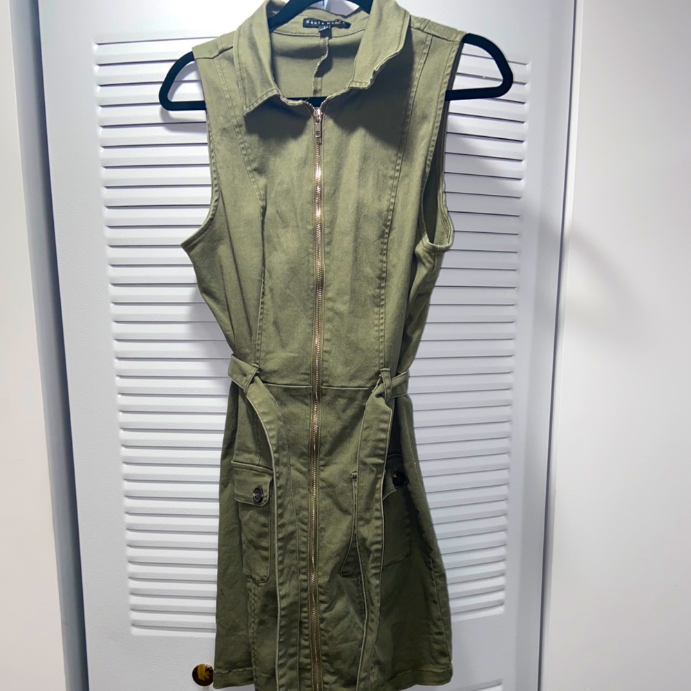Olive Zipper Dress